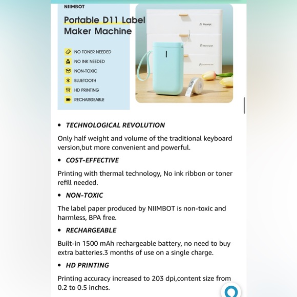 Label Maker Machine D11 Label Printer Tape Included Portable Wireless Connection - Picture 11 of 13